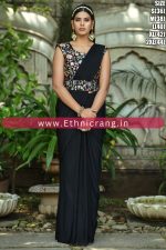 Gorgeous Ruffle Cotton Blend Saree With Embroidered Blouse