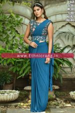 Gorgeous Ruffle Cotton Blend Saree With Embroidered Blouse