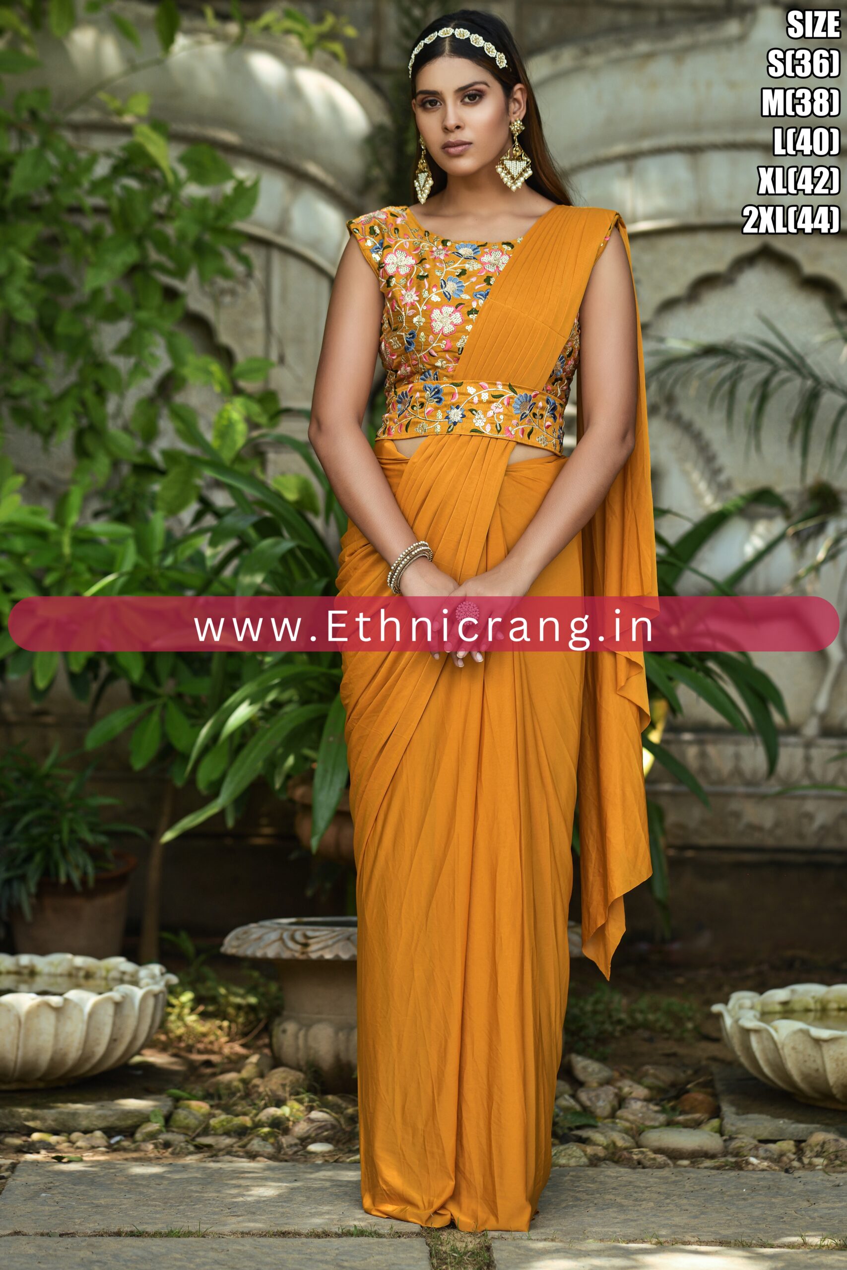 Gorgeous Ruffle Cotton Blend Saree With Embroidered Blouse