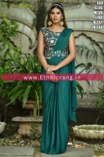 Gorgeous Ruffle Cotton Blend Saree With Embroidered Blouse