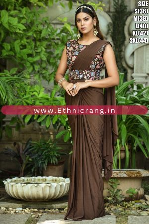 Gorgeous Ruffle Cotton Blend Saree With Embroidered Blouse
