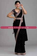 Exclusive Beautiful Chinon Saree With Zari Embroidery With Sequins Work