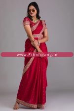 Exclusive Beautiful Chinon Saree With Zari Embroidery With Sequins Work