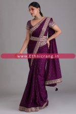 Exclusive Beautiful Chinon Saree With Zari Embroidery With Sequins Work