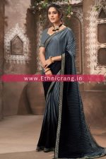 Shaded Pleated Chinon Saree With Blouse