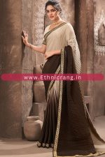 Shaded Pleated Chinon Saree With Blouse