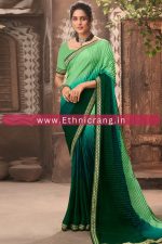 Shaded Pleated Chinon Saree With Blouse