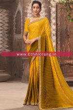 Shaded Pleated Chinon Saree With Blouse