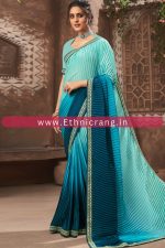 Shaded Pleated Chinon Saree With Blouse