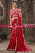 Shaded Pleated Chinon Saree With Blouse