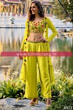 Upgrade Your Ethnic Wardrobe with Georgette Embroidered Blouse, Jacket & Plazo Set