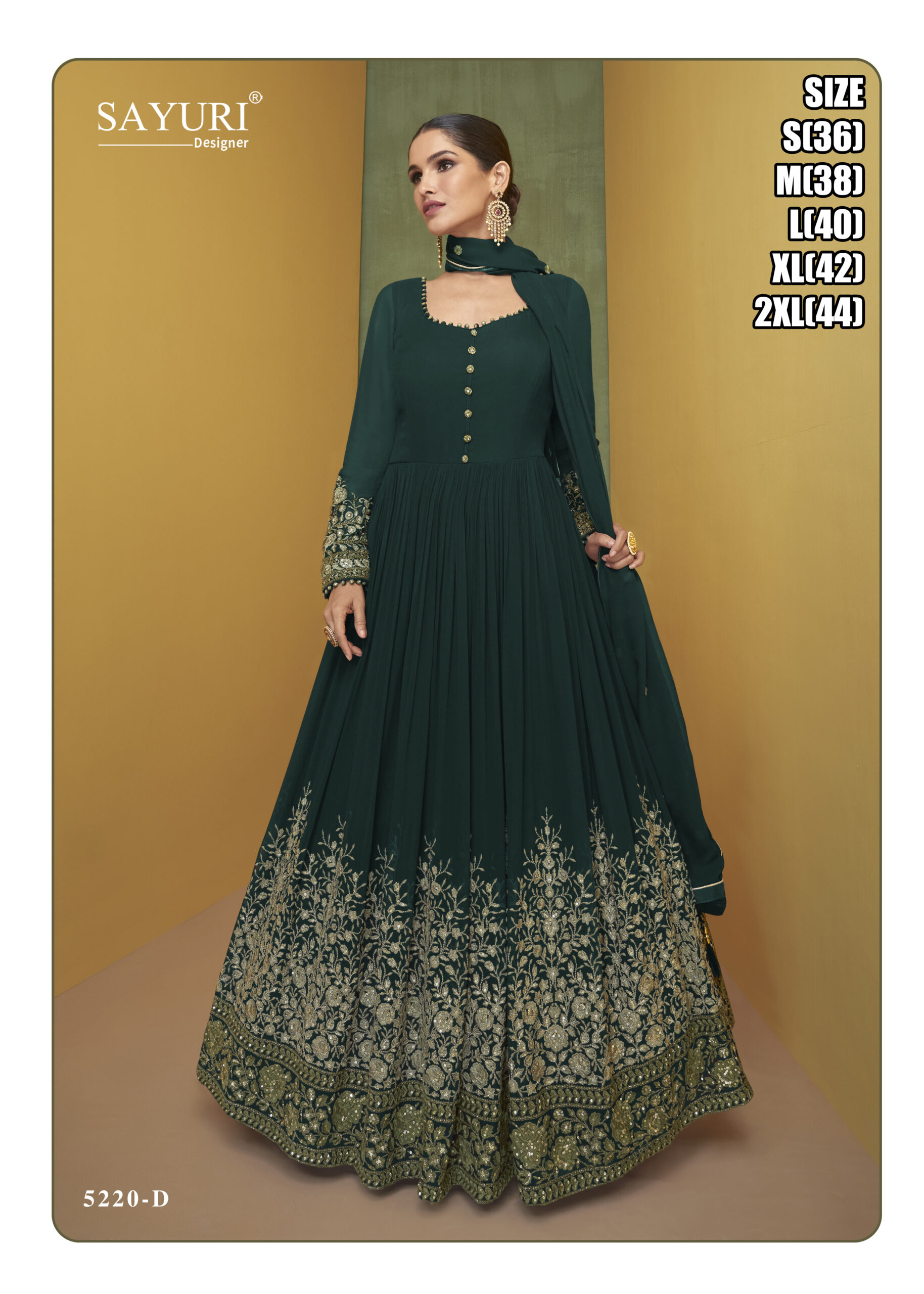Sayuri Designer Present Alizeh 5220 Colour Designer Embroidered Gown Collection