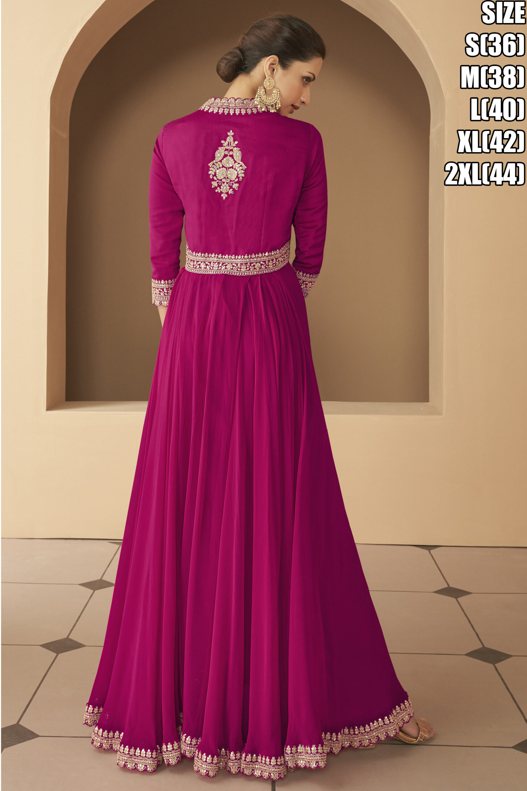 Readymade Real Georgette Partywear Embroidered Anarkali Gown