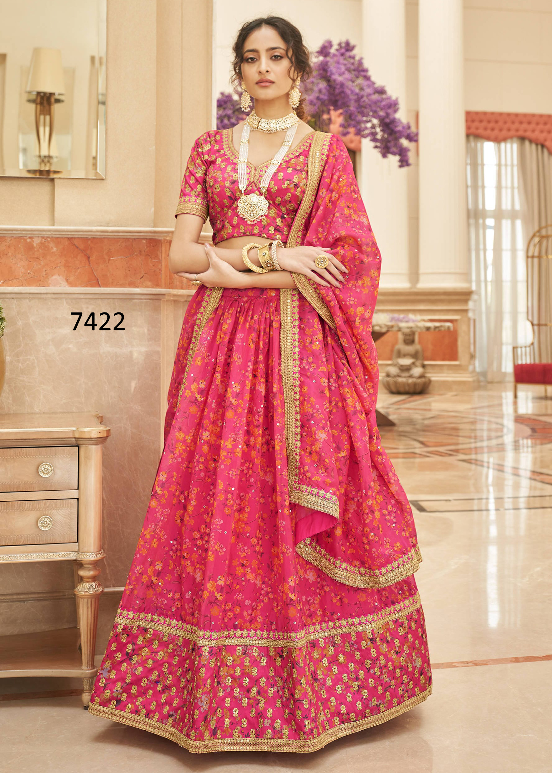Art Silk Semi Stitched Embrodiery Lehenga Choli