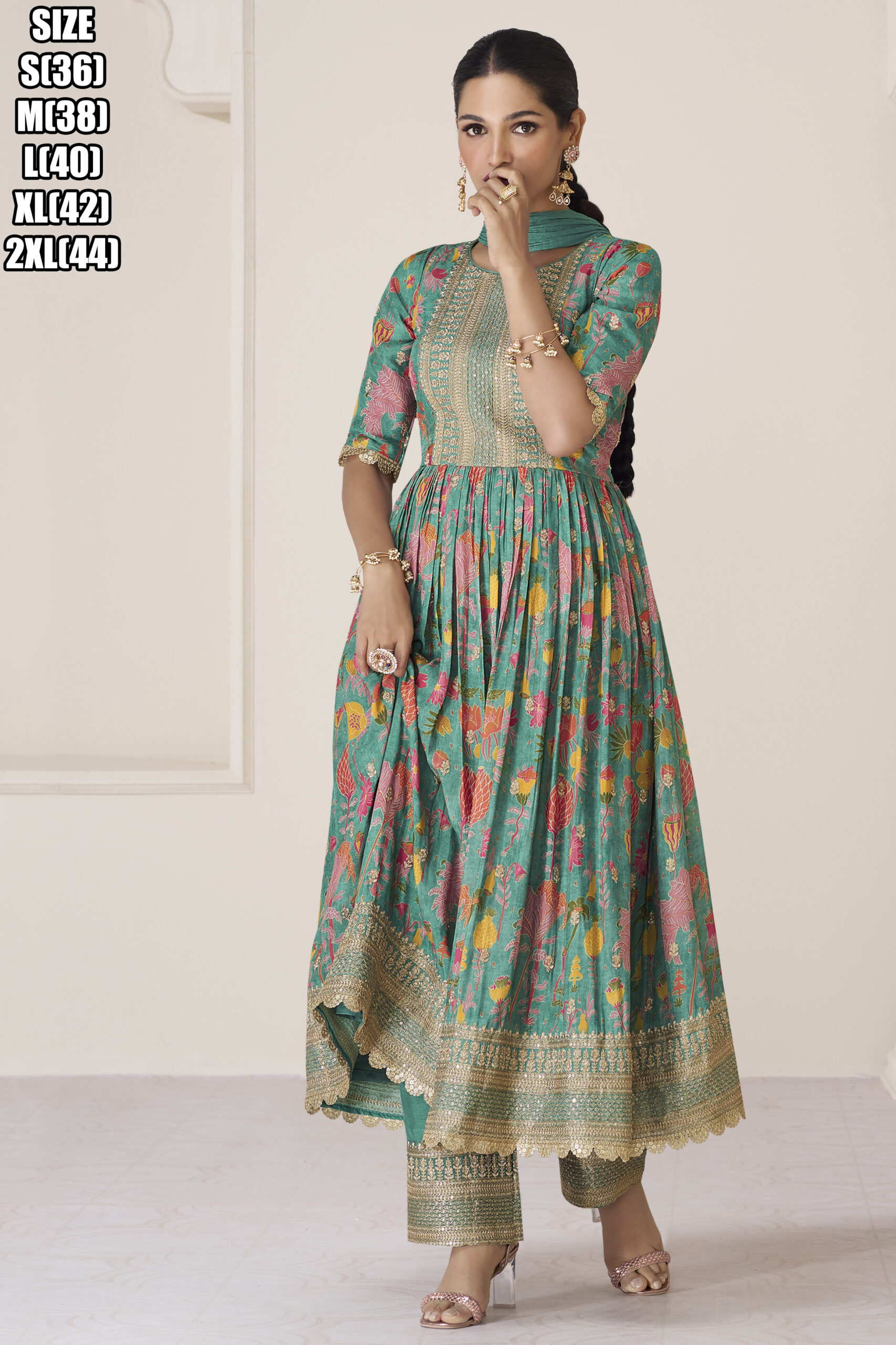Elegant Eid-ready Premium Organza Silk Readymade Dress With Exquisite Embroidery Shop Now For A Stunning Multi-colored Ensemble
