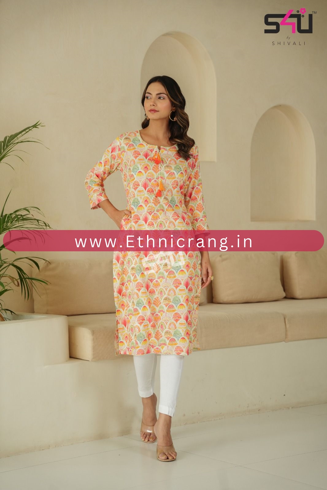 Elevate Your Style with Ethnicrang's Printed Straight Cut Kurti