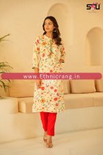 Elevate Your Style with Ethnicrang's Printed Straight Cut Kurti