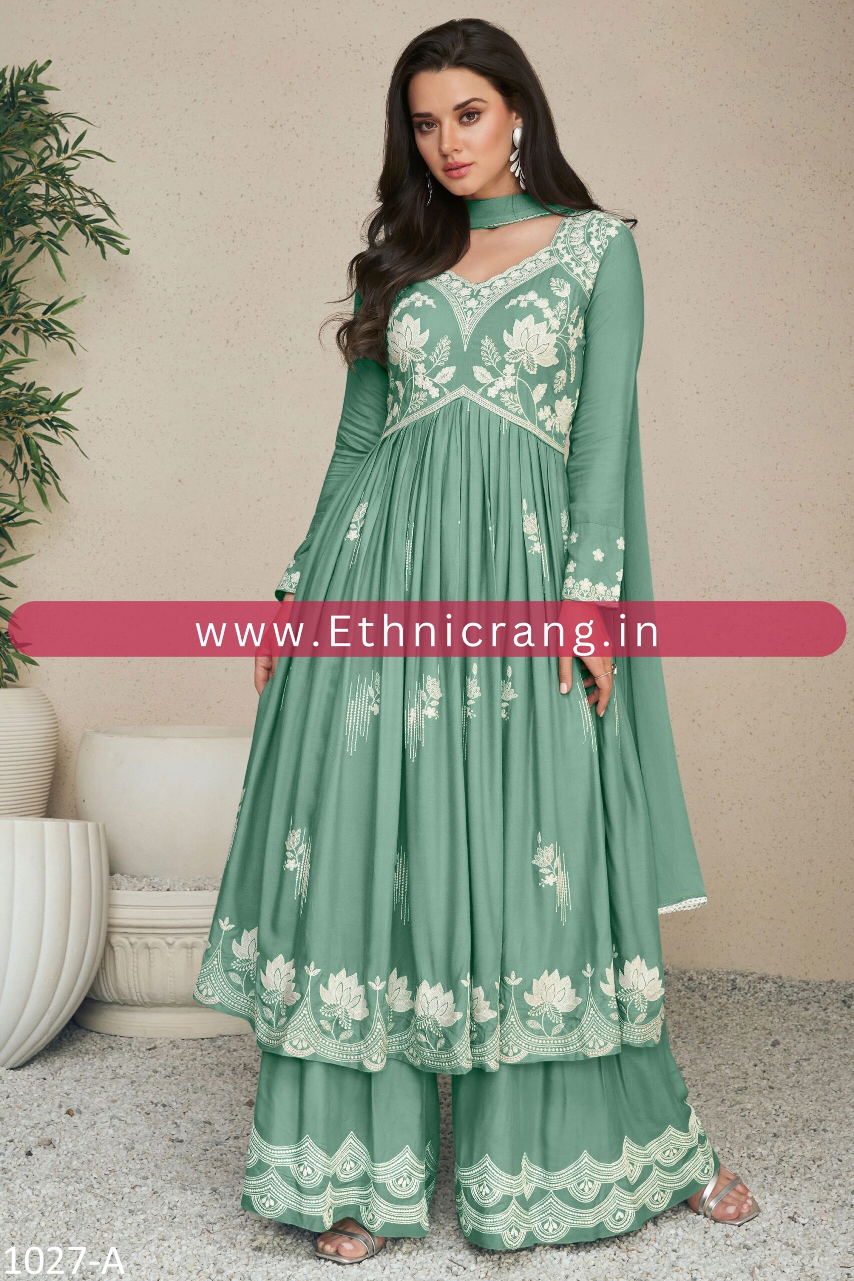 Shop the latest Lakhnavi Embroidered Kurti with Plazzo and Dupatta