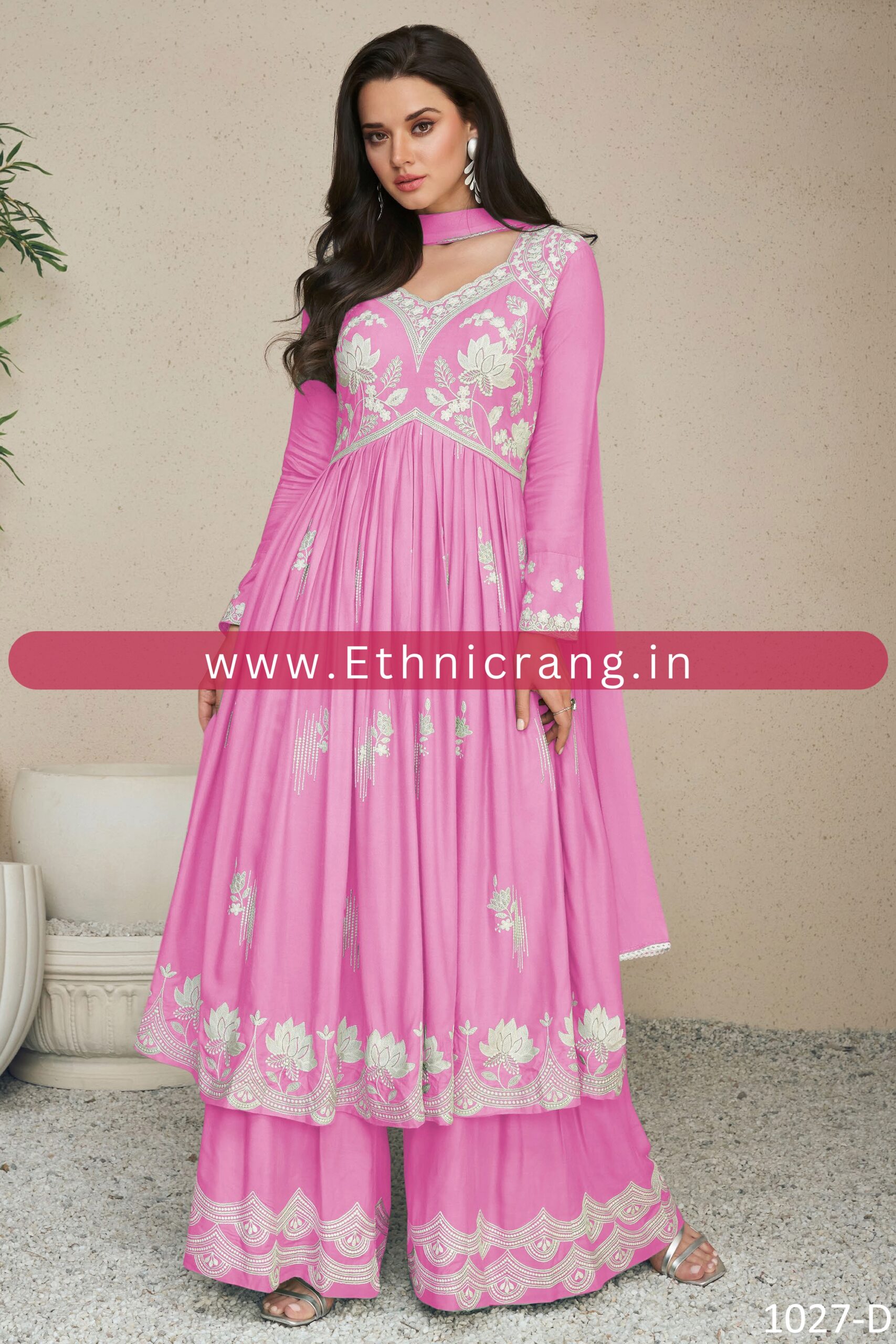 Shop the latest Lakhnavi Embroidered Kurti with Plazzo and Dupatta