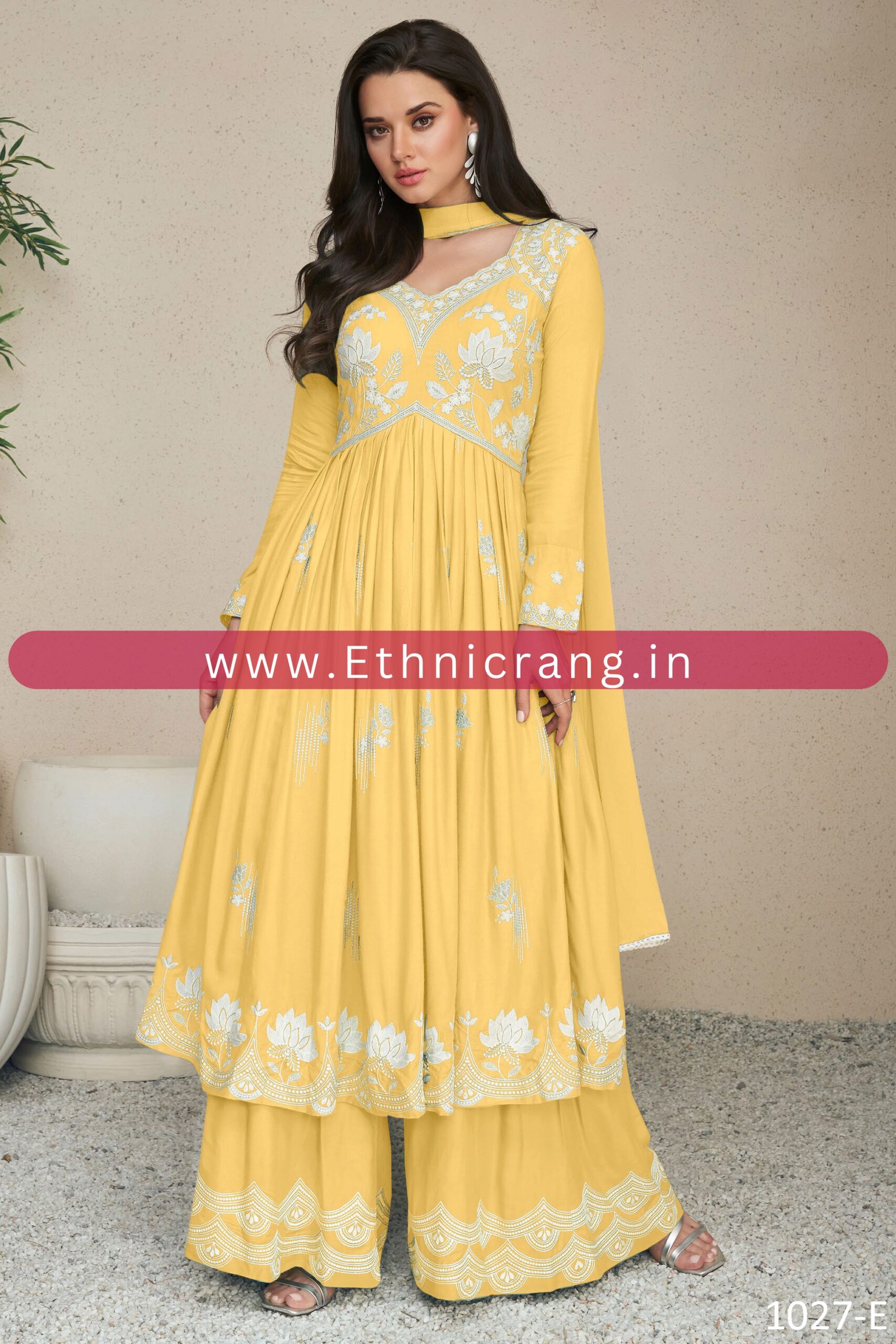 Shop the latest Lakhnavi Embroidered Kurti with Plazzo and Dupatta