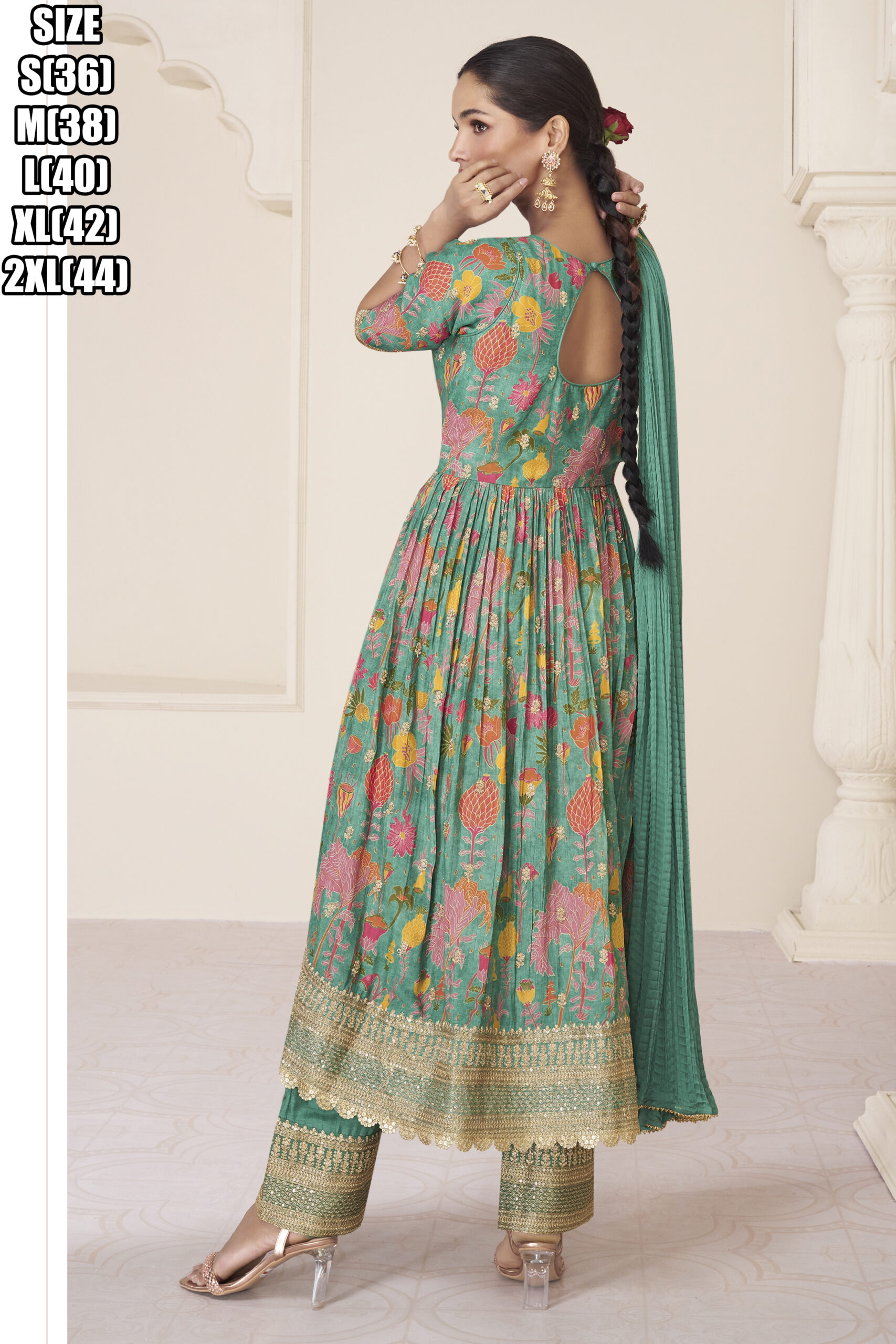 Elegant Eid-ready Premium Organza Silk Readymade Dress With Exquisite Embroidery Shop Now For A Stunning Multi-colored Ensemble