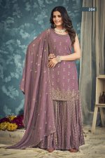 Presenting Readymade Georgette Embroidery Sharara Pair With Dupatta