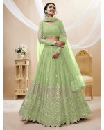 Create Your Dream Lehenga Semi-stitched Georgette Lehenga Fabric Georgette Choli And Georgette Dupatta Embellished With Sequin Embroidery