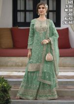 Party Wear Silk Readymade Embroidery Sharara Pair Collection