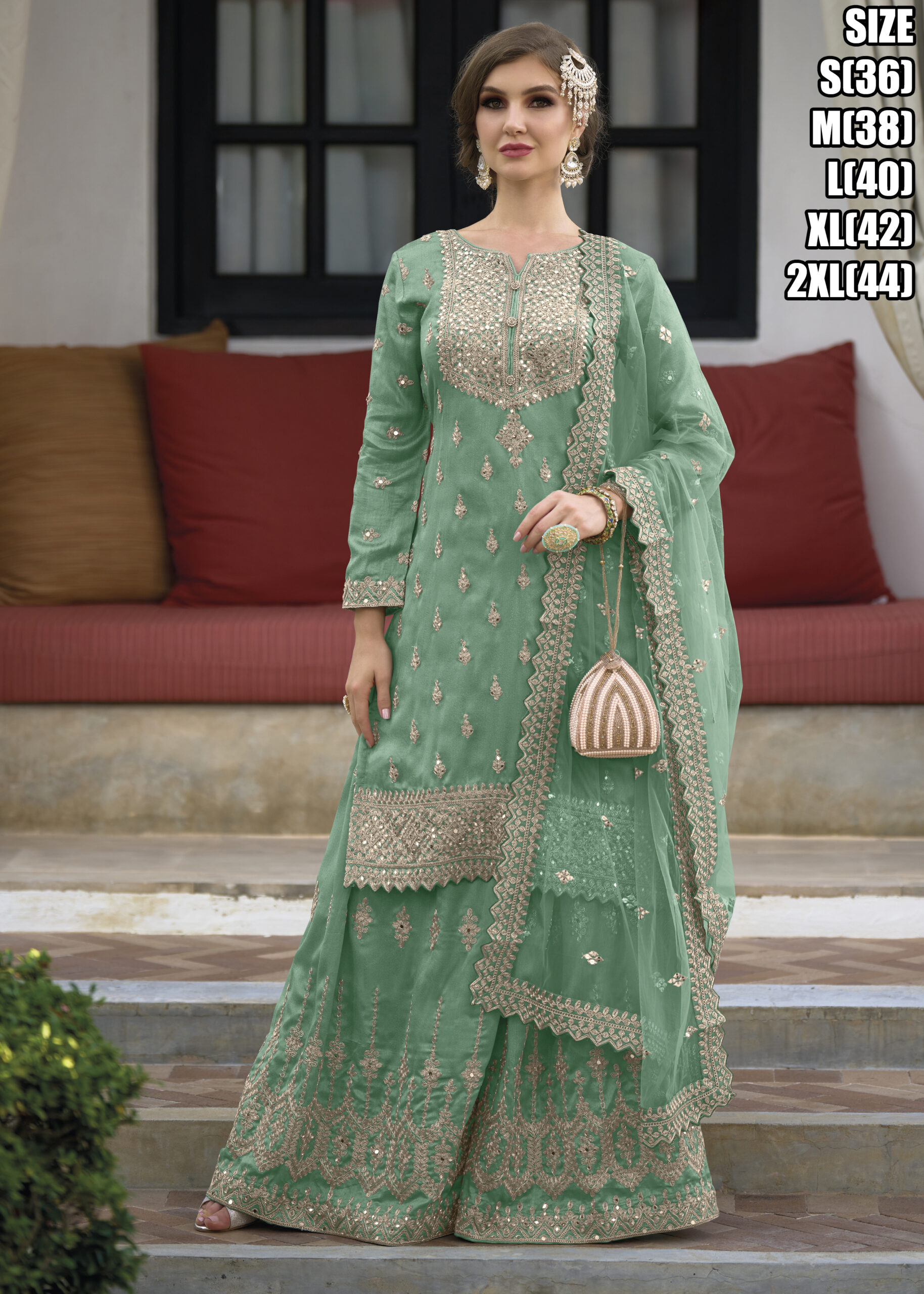Party Wear Silk Readymade Embroidery Sharara Pair Collection