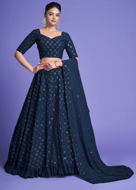 Present Georgette Semi Stitched Wedding Lehenga Catalog