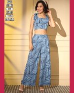 Unleash Your Style With Our Exquisite Platinum Crepe Printed Designer Cord Set Top & Bottom - Full Stitched For Effortless Elegance