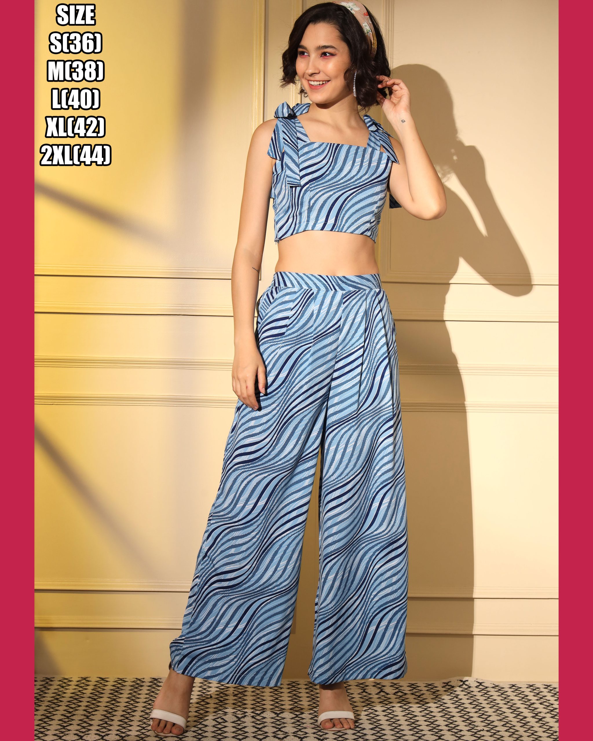 Unleash Your Style With Our Exquisite Platinum Crepe Printed Designer Cord Set Top & Bottom - Full Stitched For Effortless Elegance