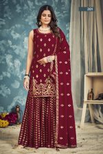 Presenting Readymade Georgette Embroidery Sharara Pair With Dupatta