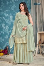 Presenting Readymade Georgette Embroidery Sharara Pair With Dupatta