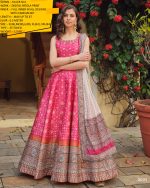 Step into Glamour Flaunt Ready-to-Wear Gown in Killer Silk Adorned with Stunning Digital Patola Print and Can-Can Net