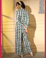 Unleash Your Style With Our Exquisite Platinum Crepe Printed Designer Cord Set Top & Bottom - Full Stitched For Effortless Elegance