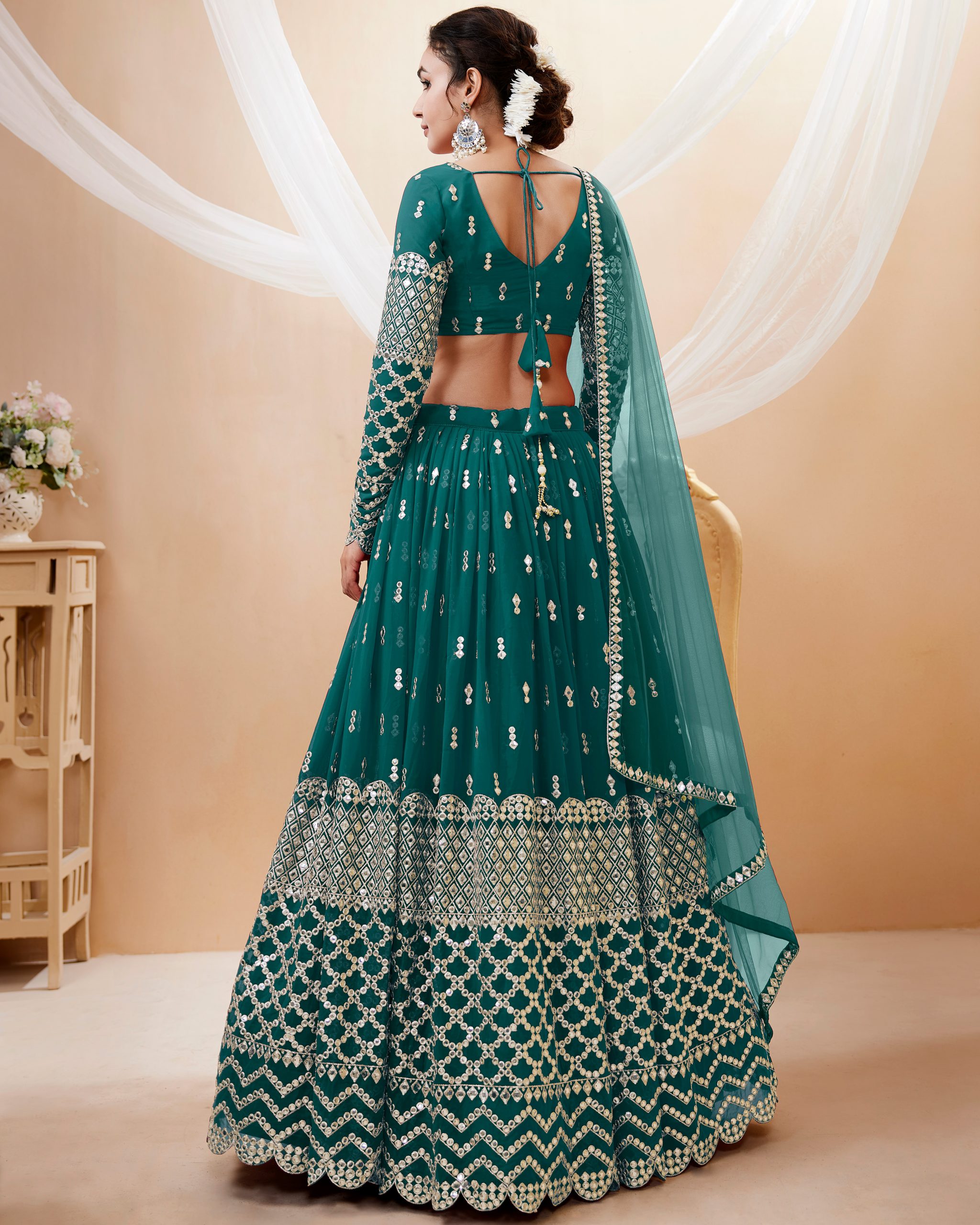 Create Your Dream Lehenga Semi-stitched Georgette Lehenga Fabric Georgette Choli And Georgette Dupatta Embellished With Sequin Embroidery