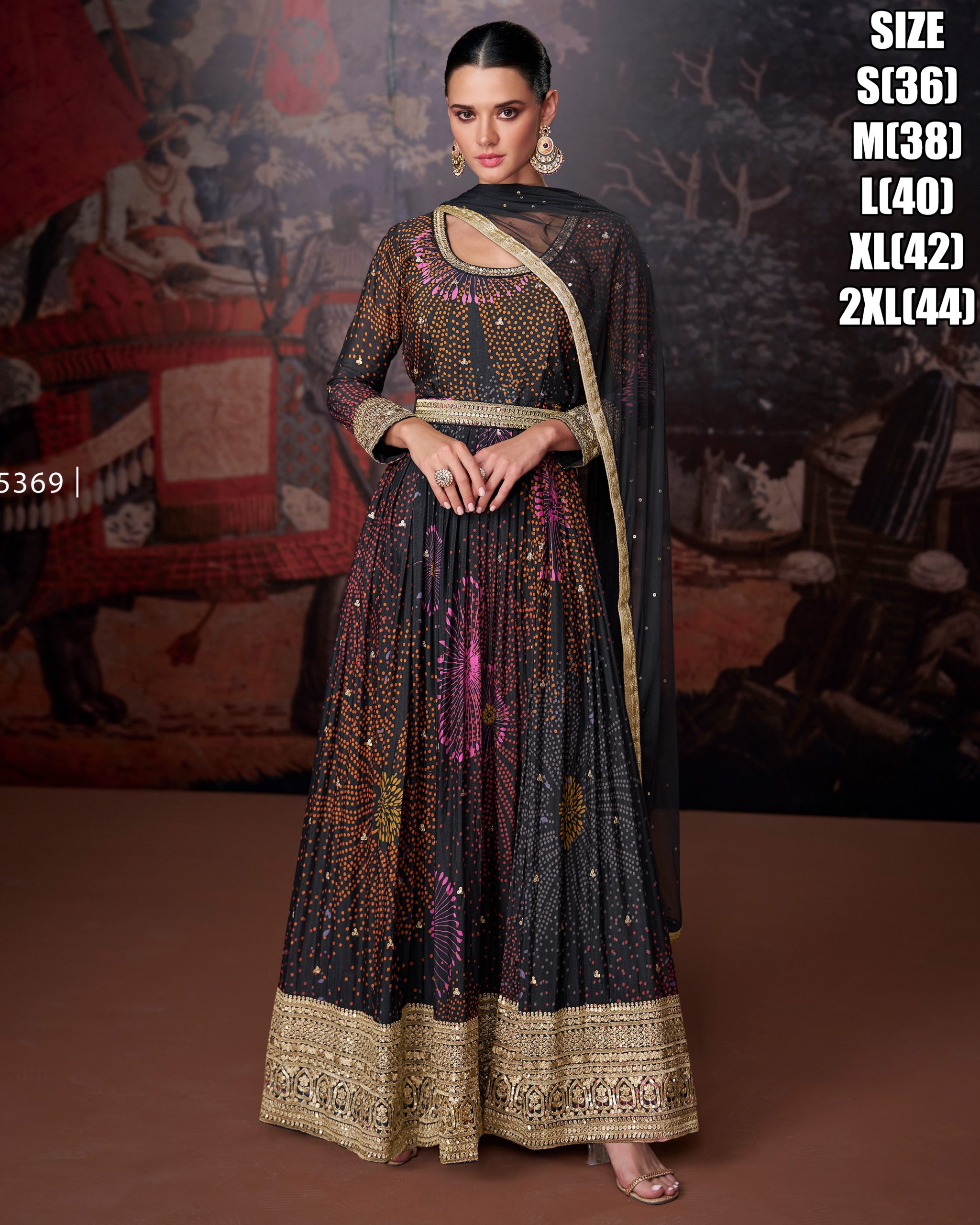 Women's Ready To Wear Real Georgette Floral Print & Embroidery Long Gown With Dupatta