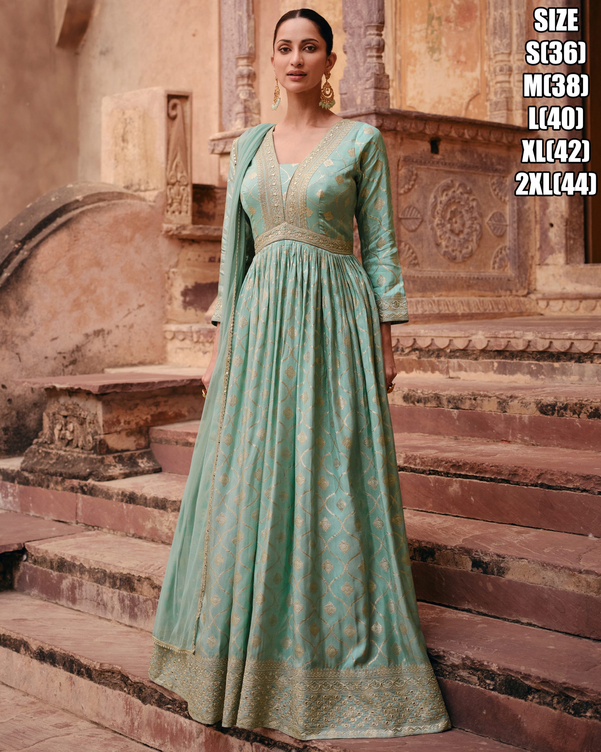 Our Wedding Wear Readymade Pure Viscose Jacquard Gown With Dupatta Unveil Your Bridal Elegance