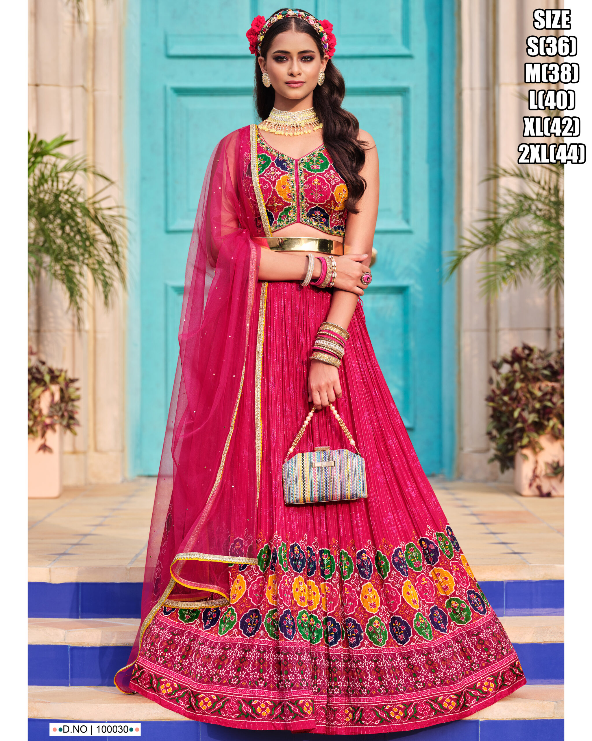 Women's Pure Viscose Chinon Stitched Embroidered Lehenga Choli With Dupatta