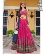 Women's Pure Viscose Chinon Stitched Embroidered Lehenga Choli With Dupatta