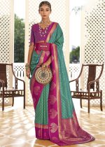 Designer Soft Banarasi Paithani With Copper Zari  Weaving Organza Unstitched Saree With Blouse