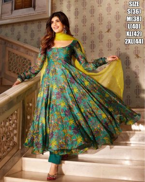 Captivating Chanderi Silk Digital Printed Gowns Full Inner, Pure Pant, Nazmeen Dupatta Discover Exquisite Styles