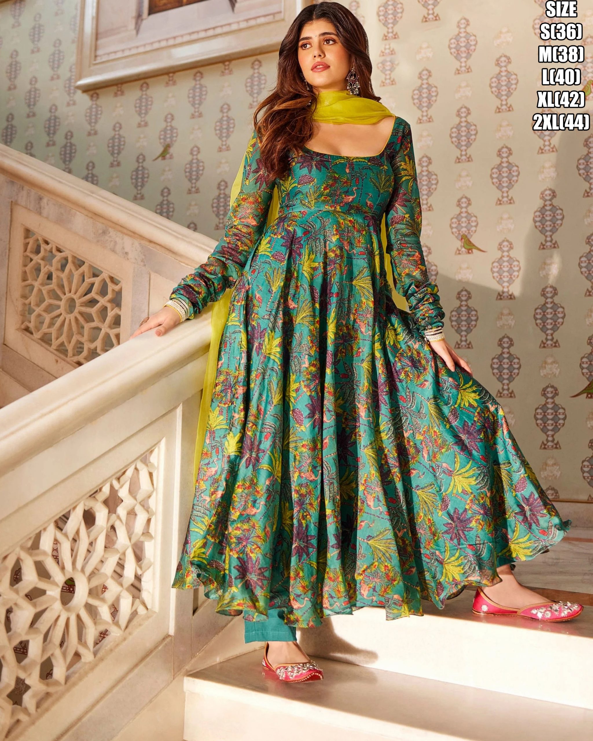 Captivating Chanderi Silk Digital Printed Gowns Full Inner, Pure Pant, Nazmeen Dupatta Discover Exquisite Styles