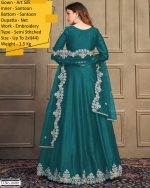 Our Semi Stitched Art Silk Heavy Embroidery Gown And Dupatta