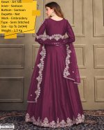 Our Semi Stitched Art Silk Heavy Embroidery Gown And Dupatta