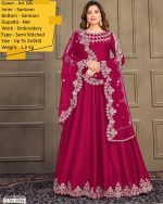 Our Semi Stitched Art Silk Heavy Embroidery Gown And Dupatta