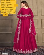 Our Semi Stitched Art Silk Heavy Embroidery Gown And Dupatta