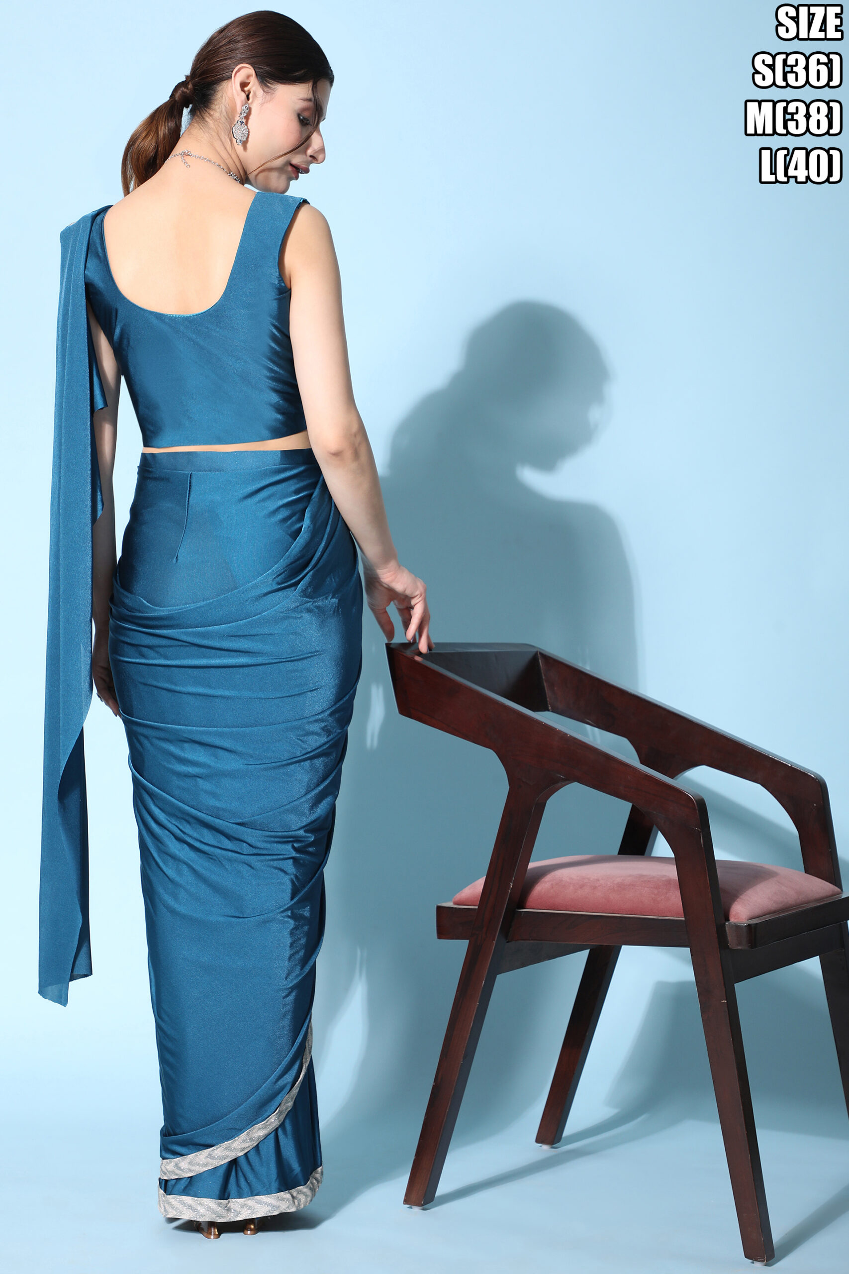 Imported Fabric Saree with Bonded Sprngle Border, Stylish Plain Blouse and Bonding Fabric Jacket - Your Perfect Fashion Trio