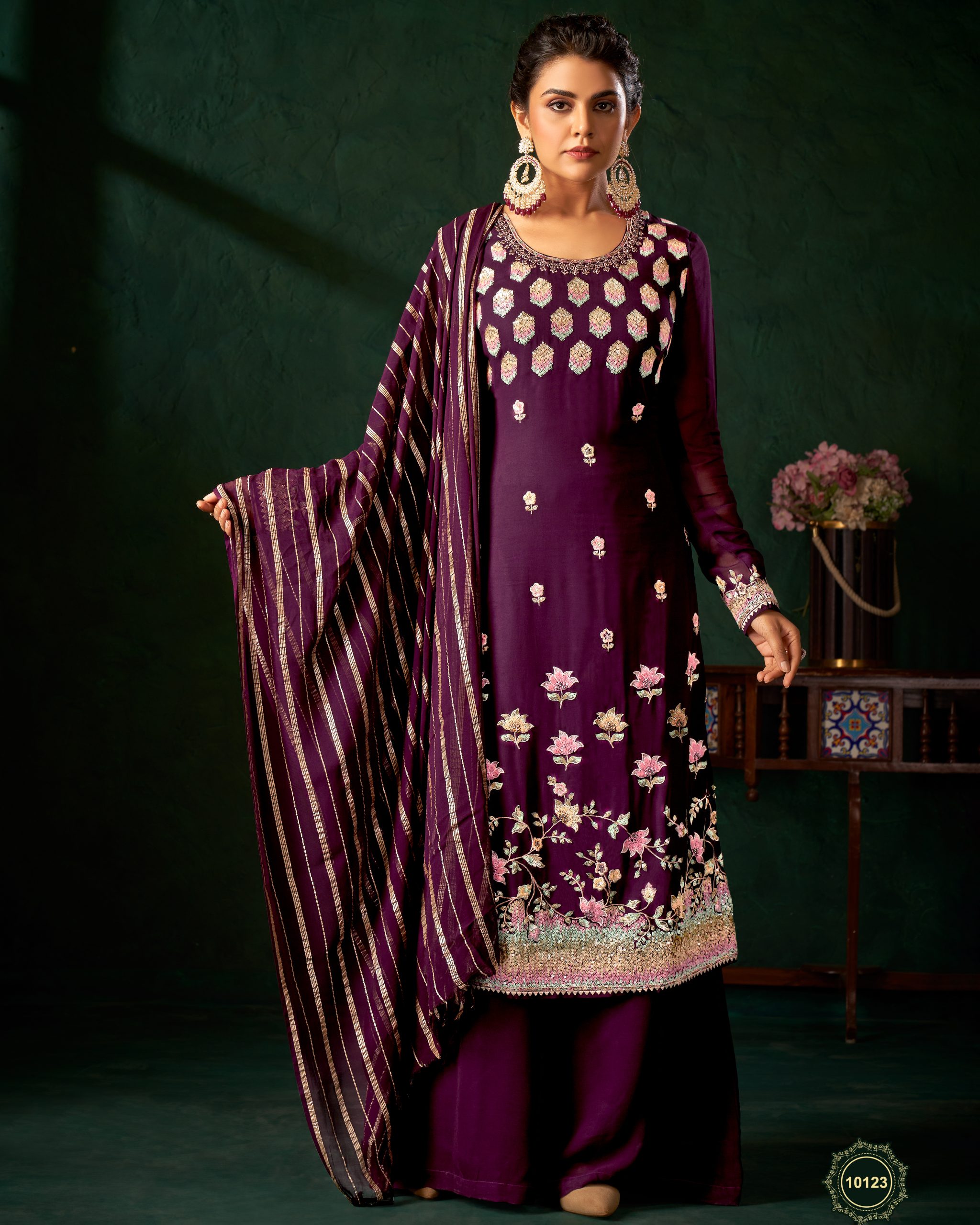 Women's Pure Visocose Embrodiery Party Wear Semi Stitched Salwar Kameez For Wholesale